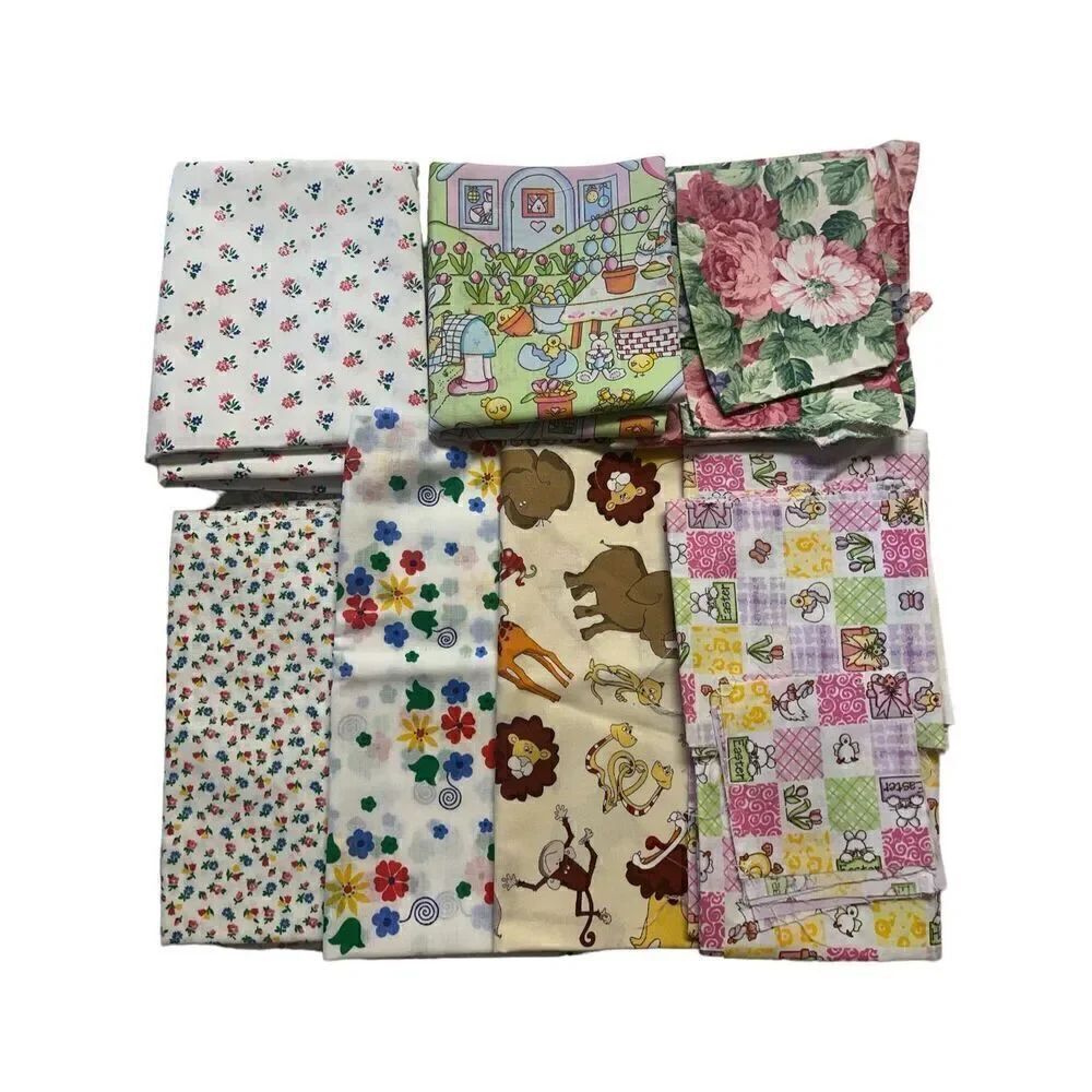 Vintage fabric pieces lot of 1.3 pounds
